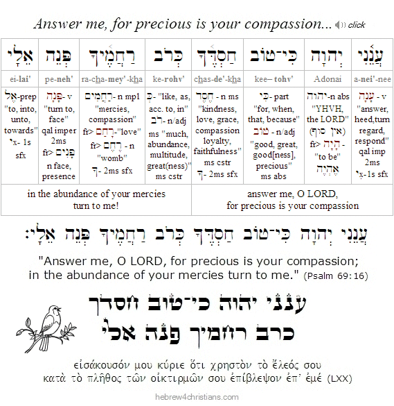 Psalm 69:16 Hebrew Lesson